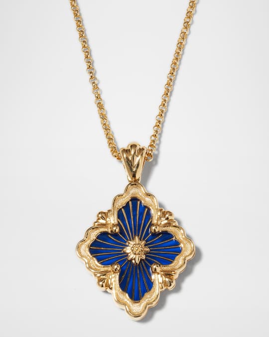 Opera Tulle Pendant Necklace in Big Motif Blue and 18K Yellow Gold