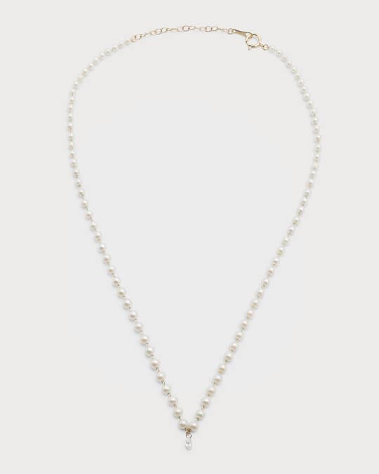 Mizuki Akoya Pearl Necklace with Pear Diamond | Neiman Marcus