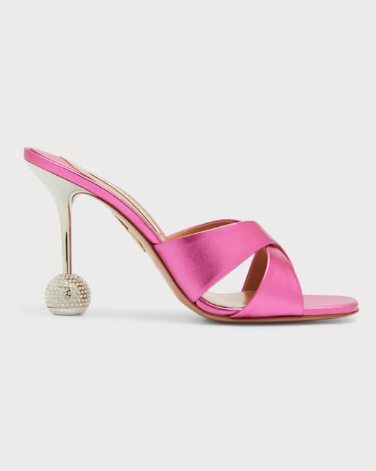 Yes Darling Metallic Crystal Heel Mules