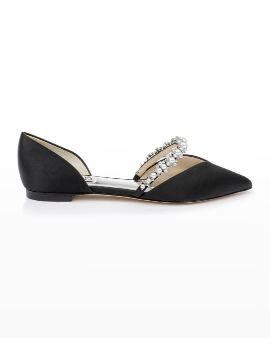 Natalia Satin Crystal-Band Ballerina Flats