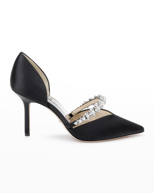 Badgley Mischka Nathalie Satin Crystal Band Pumps Neiman Marcus