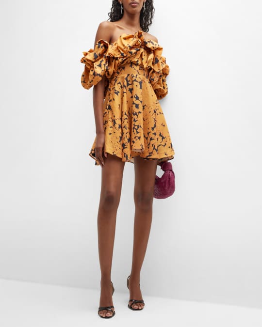 Acler York Off-The-Shoulder 3D Ruffle Mini Dress | Neiman Marcus