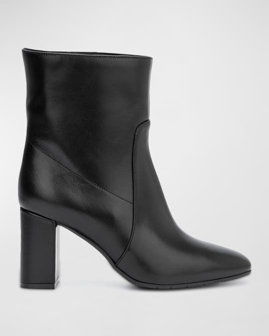 Aquatalia Luzio Leather Block-Heel Ankle Boots | Neiman Marcus