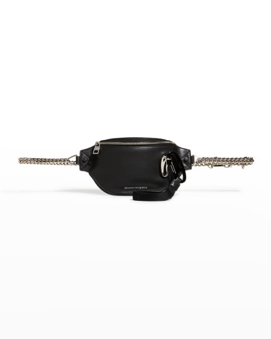 Alexander McQueen Men s Biker Bum Bag Leather Belt Bag w Chain