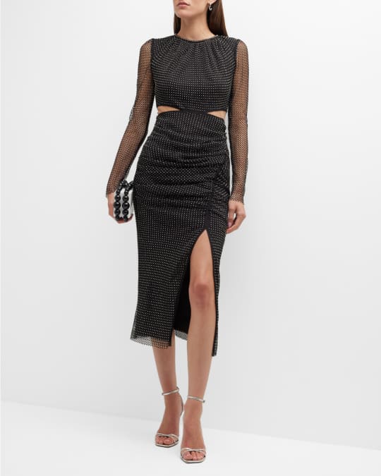 knee length dresses for ladies Genie Diamante Halter Midi Dress / Mahogany | Meshki main image 0