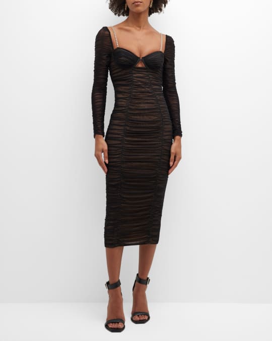 Push Up Cut Out Long Sleeve Sheath Dress - Power Day Sale