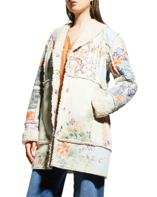 Johnny Was Gigianna Floral-Print Suede Jacket | Neiman Marcus