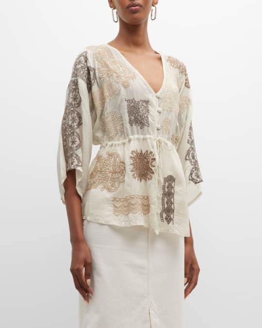 Button Front Johnny Collared Blouse