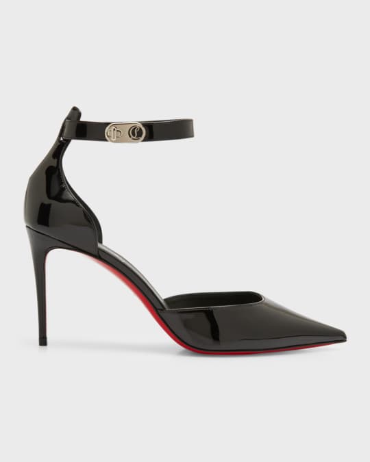 Christian Louboutin Lock Patent Ankle-Strap Pumps