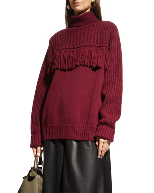 Fringe turtleneck sweater hot sale