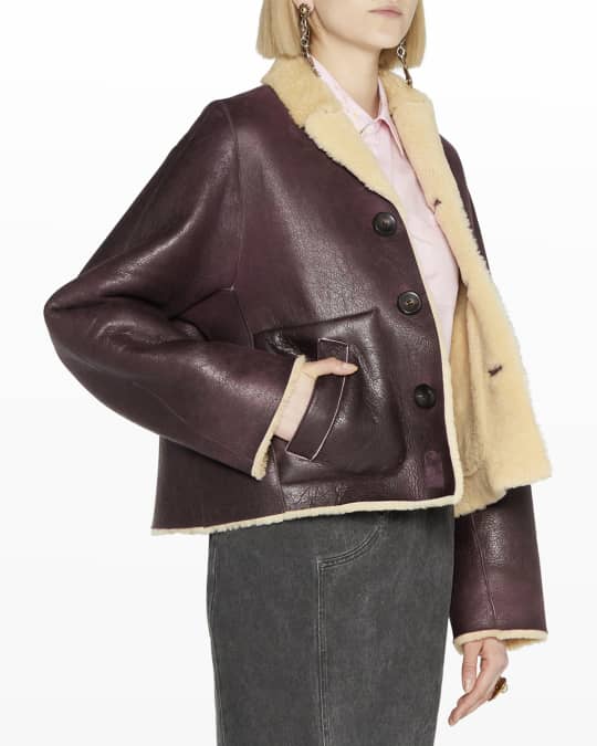 Marni Single-Breasted Lamb Shearling Jacket | Neiman Marcus