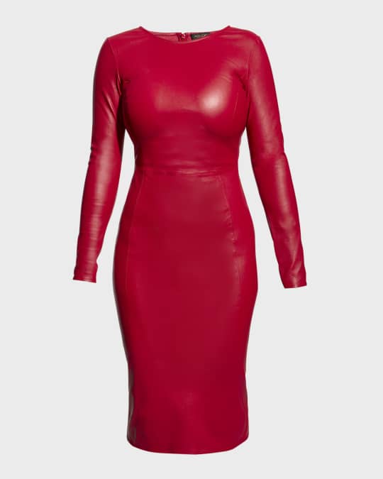 AS by DF Mrs. Smith Stretch Leather Knee Length Dress Neiman Marcus