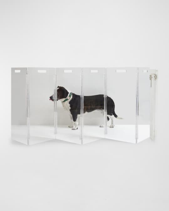 HIDDIN Clear Wall-Mounted Zig-Zag Pet Gate, 6-Panel | Neiman Marcus