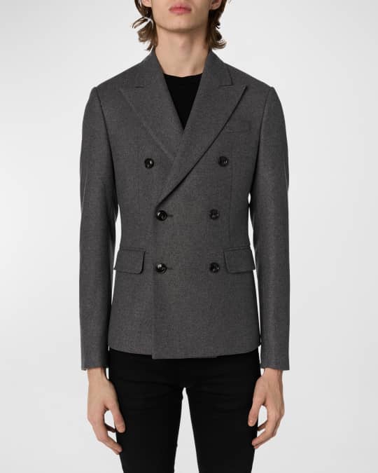 Men s Wool Flannel Double Breasted Blazer