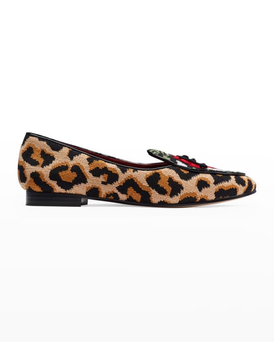kate spade new york devi needlepoint rose leopard loafers | Neiman Marcus