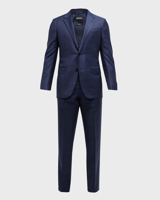 Men's Tonal Plaid Wool-Silk Suit