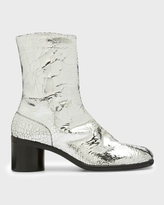 Maison Margiela Men s Cracked Metallic Leather Split Toe Ankle Boots Neiman Marcus