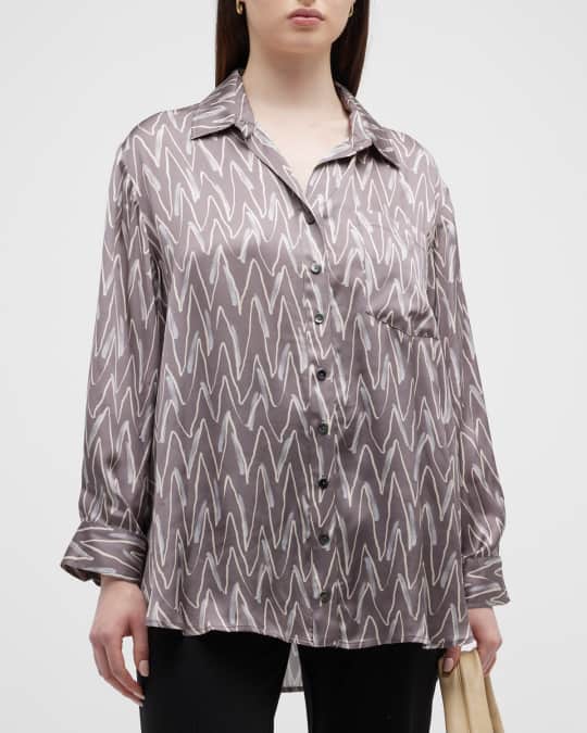 Finley Plus Size Andie Abstract Print Satin Shirt Neiman Marcus
