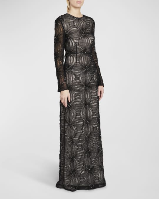 Erdem Amiah Beaded Tulle Lattice Gown | Neiman Marcus