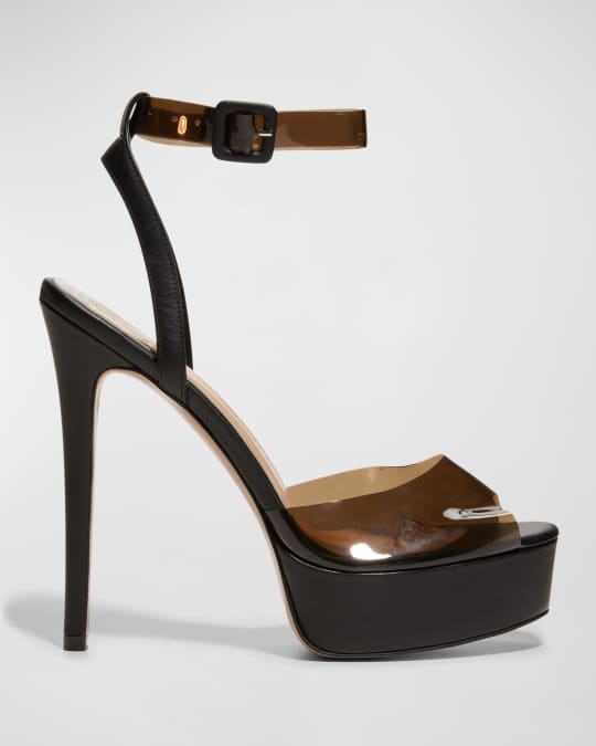 Antigone Transparent Ankle-Buckle Platform Sandals