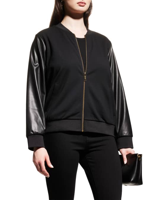 Plus Size Mixed Media Bomber Jacket