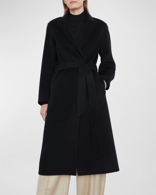 Long Belted Wool Cashmere Coat