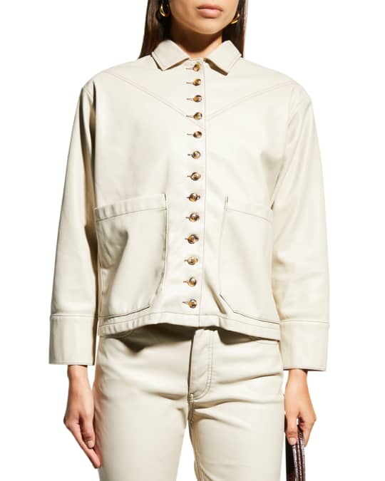 Still Here Americano Button-Front Faux Leather Shacket | Neiman Marcus