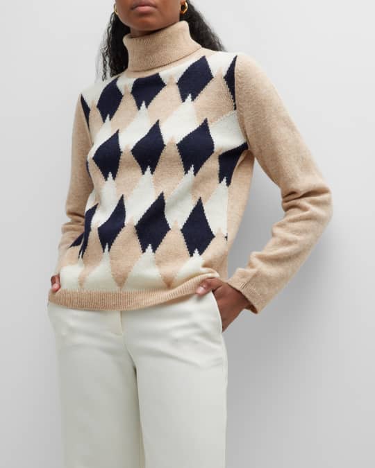Diamond Pattern Turtleneck Sweater for Women