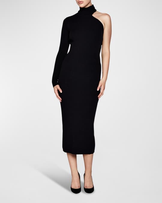 bardot black dress long sleeve Amaia | Black Bardot Long-Sleeve Maxi Dress