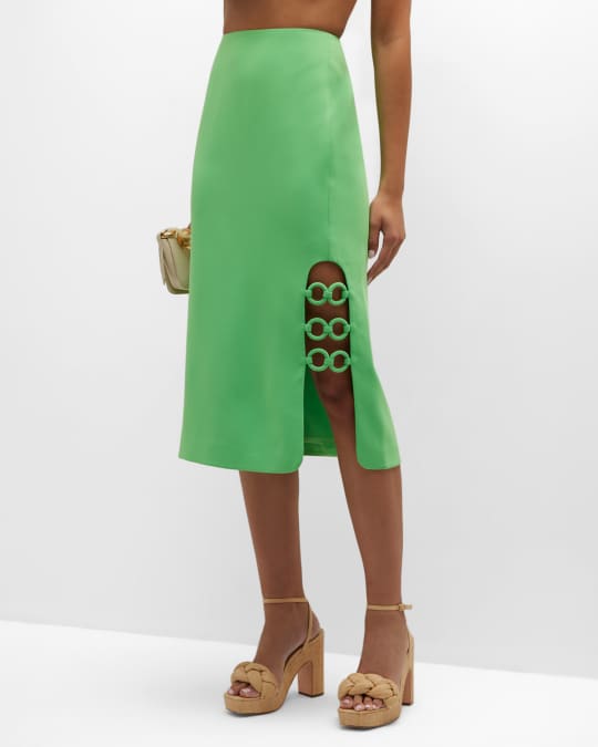 Vilette Side-Slit Chain Midi Skirt