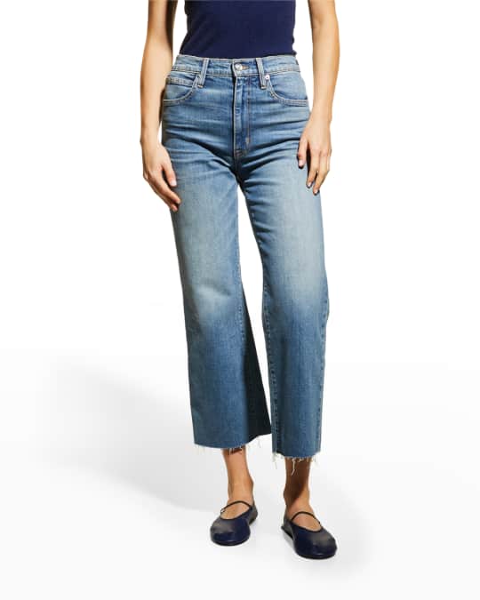 SLVRLAKE Grace Wide Ankle Jeans with Raw Hem | Neiman Marcus