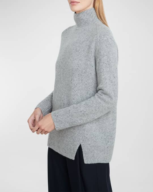 Vince Donegal Cashmere Side Slit Turtleneck Sweater Neiman Marcus