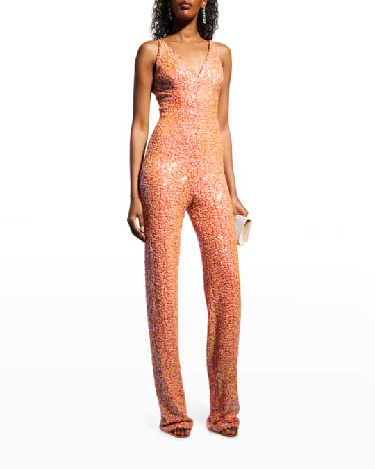 Neiman marcus sequin jumpsuit top