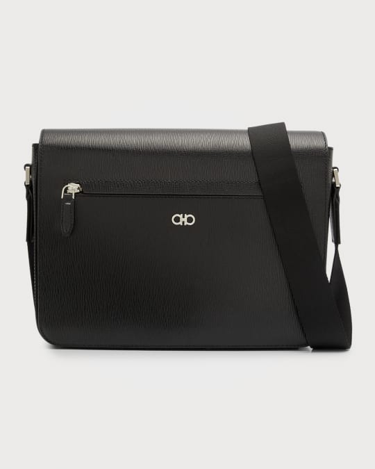 Ferragamo Men s Gancini Revival Leather Messenger Bag Neiman Marcus