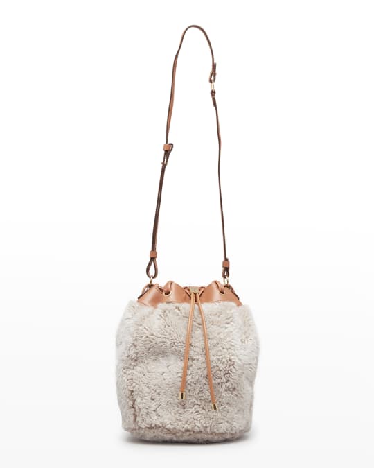 Willow Small Drawstring Shearling Bucket Bag