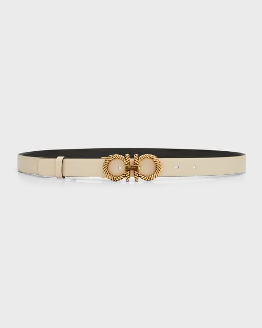 Ferragamo Salvatore Women's Faux-Pearl Gancini Buckle Leather Belt