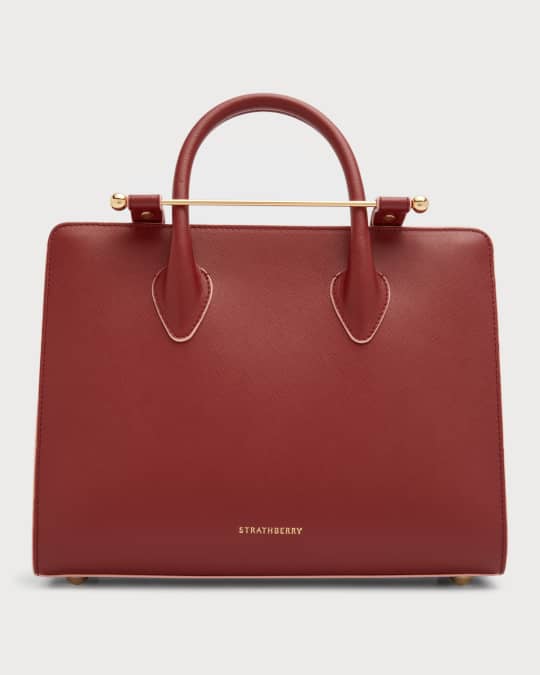 Strathberry Red Leather Midi Tote Strathberry