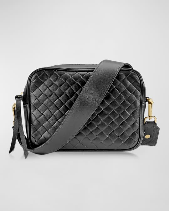 Gigi New York Madison Zip Woven Leather Crossbody Bag | Neiman Marcus