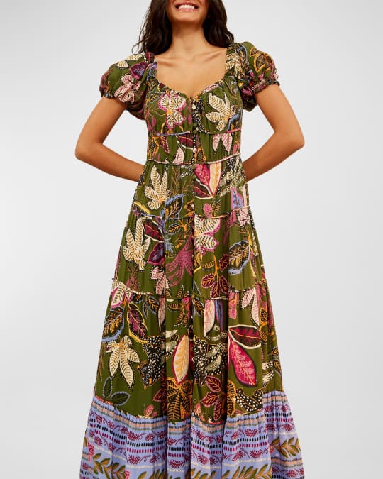 floral organza dress maxi Josie Floral Organza Maxi Dress-Green Multi XL