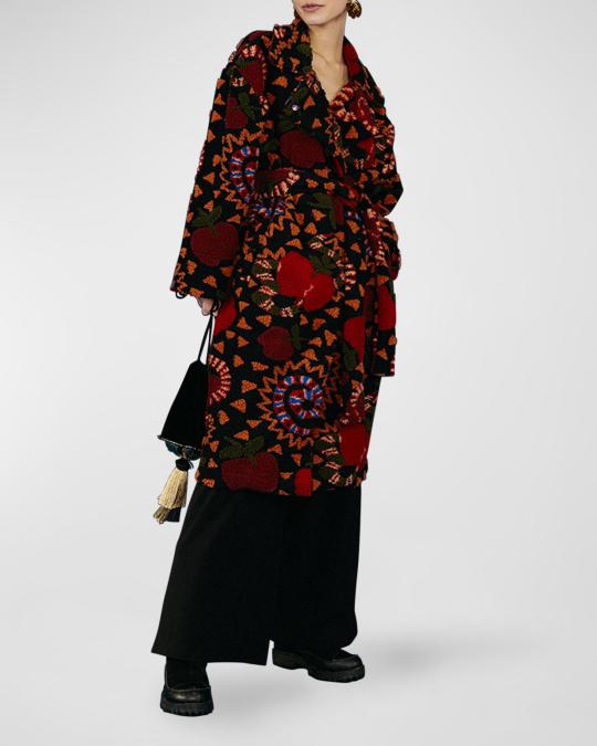 Farm Rio Snake Fruite Printed Fleece Coat | Neiman Marcus