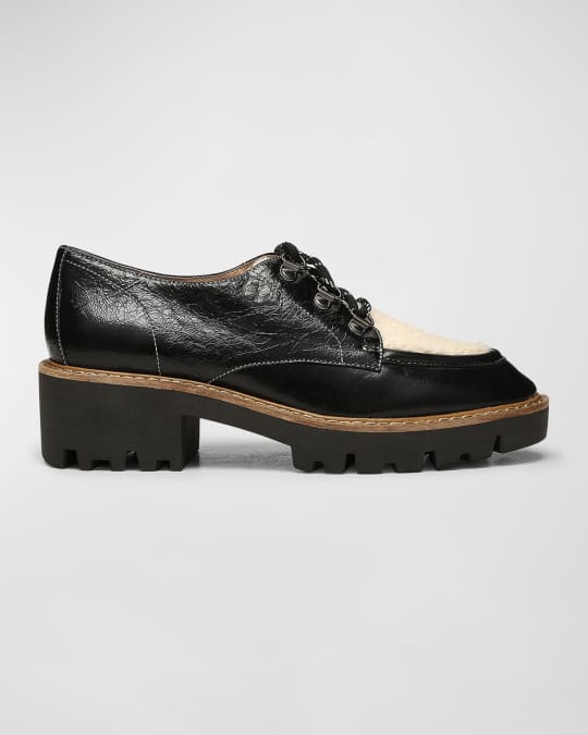 Evan Leather Shearling Derby Shoes