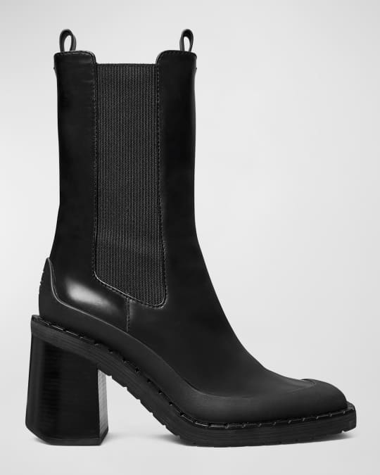 Tory Burch Expedition Block-Heel Leather Chelsea Boots | Neiman Marcus