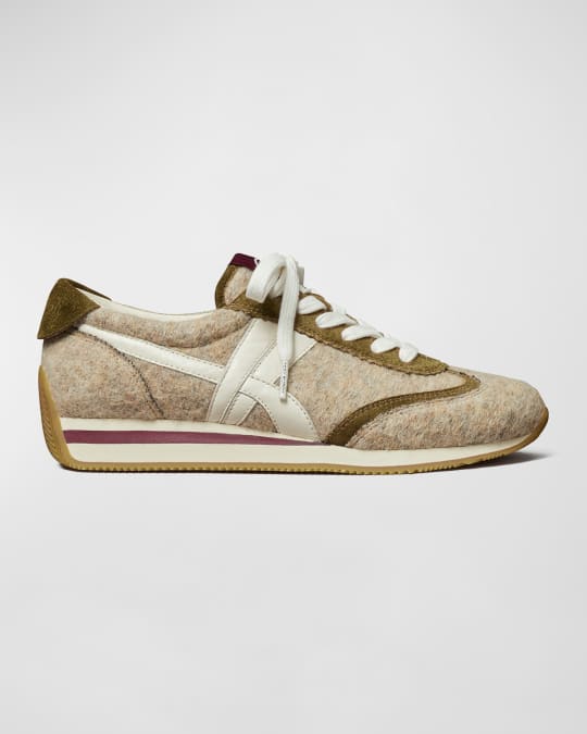 Tory Burch Hank Mixed Leather Retro Sneakers Neiman Marcus