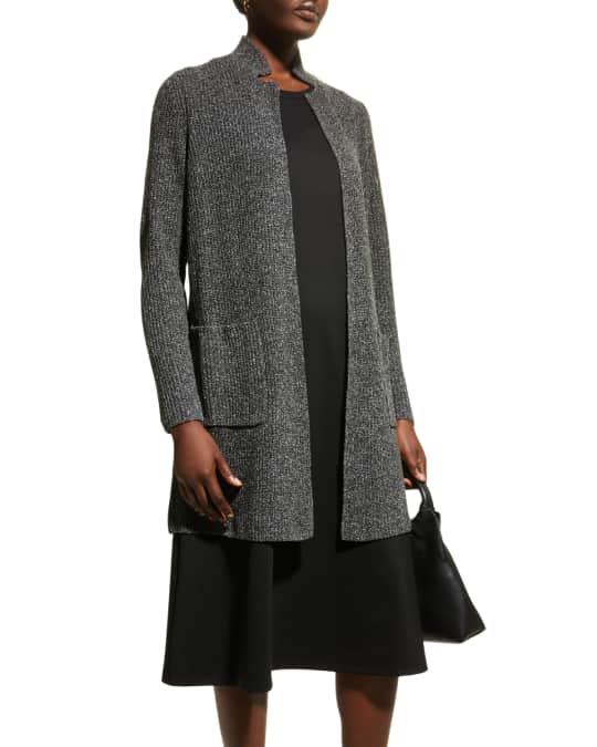 Open-Front Textured Silk Noil Cardigan