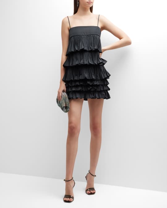 Alexis Corsini Tiered-Ruffle Taffeta Mini Dress | Neiman Marcus