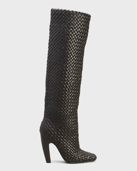Intrecciato Woven Lambskin Knee Boots