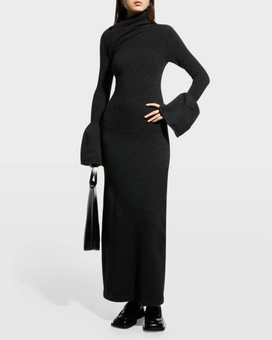 winter flare dress for women Wool Blend Fit and Flare Midi Dress – Vintage Winter Dress 5301 Gray / XL