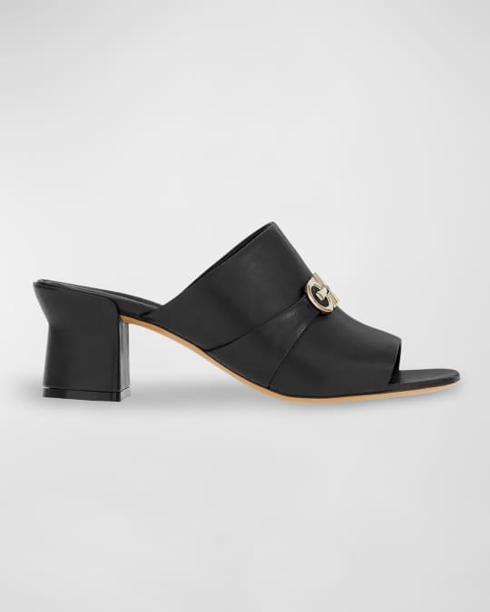 【FERRAGAMO】ORNELLA 55 Ferragamo Ornella Double Gancini Mules in Black | eBay