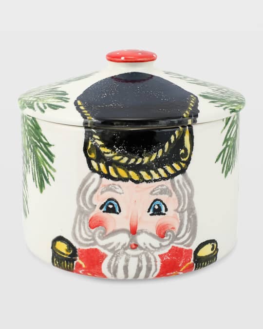 Vietri Nutcracker Christmas Biscotti Jar Neiman Marcus