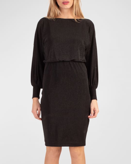 Trina Turk Europa Blouson-Sleeve Bateau-Neck Midi Dress | Neiman Marcus